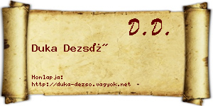 Duka Dezső névjegykártya